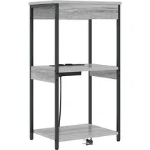 vidaXL Nachttisch mit Ladestation mit Regal Grau Sonoma Holzwerkstoff