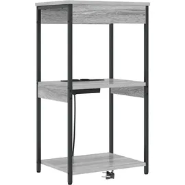 vidaXL Nachttisch mit Ladestation mit Regal Grau Sonoma Holzwerkstoff