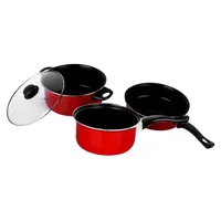 3-teiliges Kochtopfset aus Aluminiumguss mit Glasdeckeln, Bratpfanne, Suppentopf und Milchtopf für Induktion, Gas und Elektroherd, kompakt und pla...