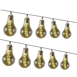 LED Solar Lichterkette Glühbirne GLOW rauchig grau 4,5m 2 Funkt. Retro Garten