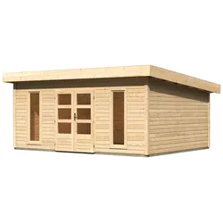 Gartenhaus KARIBU, beige (naturbelassen), ohne Fußboden, ohne Dacheindeckung, Holzwerkstoff, Gartenhäuser