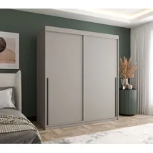 home collective Schwebetürenschrank 180 x 200 x 62 cm Grau/Schwarz