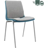 Profim Ana Sitz und Rücken gepolstert | Stoff Nexus hellgrau | Schale Teal blue | Gestell Misty grey