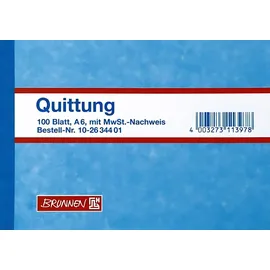 Brunnen Quittungsblock 100 Blatt A6 quer Weiß