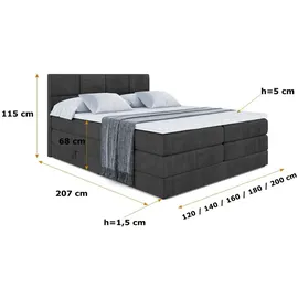 altdecor ARDENI KING 180 x 200 cm H3/H4 Schwarz