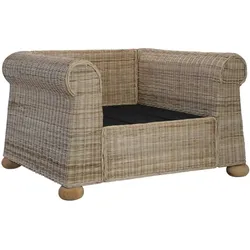 vidaXL Sessel mit Auflagen Natur Rattan