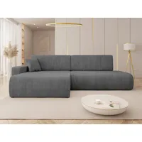 MIRJAN24 Ecksofa Piano O Cord, mit Bettkasten und Schlaffunktion, 262x145x82 cm, Rückenlehne in Form beweglicher Kissen grau