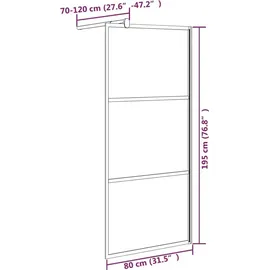 vidaXL Duschwand Walk-In Dusche 80 x 195 cm Dunkel ESG Glas Schwarz