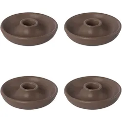 Kerzenhalter ANDAS "Stabkerzenhalter Adalena", braun (cafefarben), H:3cm Ø:9cm, Porzellan, Kerzenhalter, aus Porzellan, im nordischen Stil