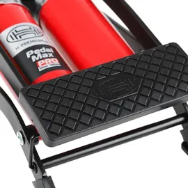 Heyner Premium Fußpumpe mit Manometer Doppelzylinder rot|schwarz