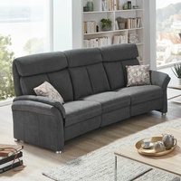 Relaxsofa Sofa 3-Sitzer Polstersofa Leila Stoff grau Kopfteilverstellung 220 cm
