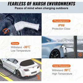 Vevor Typ2 Ladekabel für Elektroauto/Hybrid EV Ladekabel E-Autoladekabel Wallbox 22kw 5m Kabellänge 3-Phase AC 380V Typ2 auf Typ2 Wasser-/Staubdicht Mit Allen Typ-2-Modellen Kompatibel