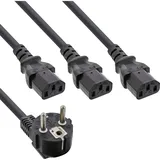 InLine Netz-Y-Kabel, 1x Schutzkontaktstecker zu 3x Kaltgerätestecker, 1,8m