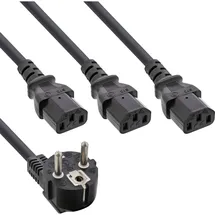 InLine Netz-Y-Kabel, 1x Schutzkontaktstecker zu 3x Kaltgerätestecker, 1,8m
