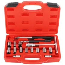maXpeedingrods Diesel Injektoren Einspritzdüse Fräser Set Dichtsitz Werkzeug Injektor 17tlg, Diesel Injektorsitzschneider Einspritzdüsen Dichtflächen Sitzfraeser Satz 17mm 19mm Rot