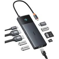Baseus 10-in-1 Docking Station USB C 10 Gbps Up to 4K@120 Hz, Hub mit 2 HDMI, 2X USB-C und 3X USB-A, Gigabit Ethernet, SD/TF und 100W Power Delivery für MacBook/Dell/HP/Lenovo und mehr PC