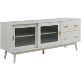 [en.casa] Susa TV-Lowboard 160x40x65 cm Beige Glas/Holz/MDF