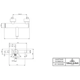 Villeroy & Boch Villeroy & Boch, Badarmatur, V&B EH-Wannenb LOOP & FRIENDS Wandmontage, 273x108x191mm chrom