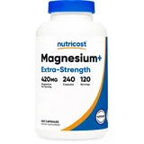 Nutricost Magnesium+ Extra Strength 420mg, 240 Kapseln - Magnesium-Oxid und Glycinat - Nicht-GMO, Glutenfrei, Veganerfreundlich