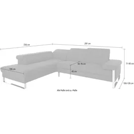 W.Schillig Ecksofa "finn, toller Sitzkomfort, L-Form, hochwertige Verarbeitungsdetails", beige (sahara s37), B:281cm H:71cm T:230cm, Flachgewebe S22 (100% Polyester);Stoff S37 (100% Polyester);Longlife Xtra-Leder Z59: Glattleder mit modischer Prägung.