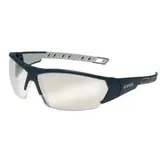 Uvex i-works Schutzbrille, Arbeitsschutzbrille mit supravision excellence Technologie, kratzfest - beschlagfrei, UV400-Schutz, Schwarz-Grau/Silberspiegel
