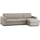 Talamo Italia Schlafsofa Alisea, Ecksofa, 100% Italy, Sofa mit Drehöffnung, mit Wendebehälter Halbinsel, mit schmalen Armlehnen, Cm 260x95h90, Turteltaube - Grau