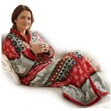 nyvi Ärmeldecke CozyBear - Kuscheldecke mit Ärmeln - TV Blanket mit Reißverschluss für Erwachsene & Kinder - TV Decke mit Ärmeln Farbe:Rot;Anzahl:1