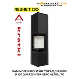 Kratki Kaminofen KAMINOFEN AUS STAHL TORA/L 8 KW Ø 150 QUARZSINTER NERO ASSOLUTO, 8,00 kW