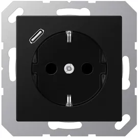 Jung Schuko-Steckdose mit USB-Ladegerät Schwarz 1 St.