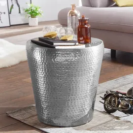 KADIMA DESIGN Hammerschlag-Dekotisch Ø 41 x 41 cm Silber