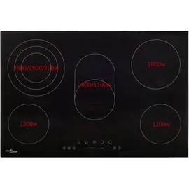 vidaXL Glaskeramik-Kochfeld mit 5 Platten Touch Control