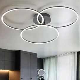 just light. LED Deckenleuchte Schwarz modern, drei Leuchtringe, dimmbar, schwenkbar
