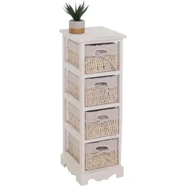 Mendler Regal Kommode mit 4 Korbschubladen 74 x 25 x 28 cm Weiß