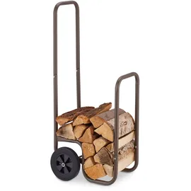 Relaxdays Kaminholzwagen Metall Kunststoff 41 x 45 x 109,5 cm Braun