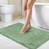 Emma Barclay Waves Badewannen-Set, Reine Baumwolle, Jacquard, 2-teilig, 50 x 80 cm, WC-Vorleger, 50 x 40 cm, Grün