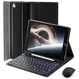 für iPad 10.2 Zoll / iPad 9 (2021)/ 8 (2020)/ 7 (2019) Generation 10.2 Zoll / IPad Pro 10,5 Zoll Und iPad Air 3 10.5 Zoll Hülle mit kabellos Bluetooth Deutsche Tastatur (QWERTZ) Und Maus Keyboard case