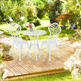 Relaxdays 3-teiliges Gartenmöbel Set, & weiß