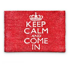 relaxdays Kokosmatte KEEP CALM AND COME IN rot 40,0 x 60,0 cm