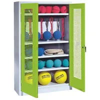 C+P Sportgeräteschrank mit Lochblech-Flügeltüren (Typ 2), HxBxT 195x120x50 cm,