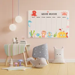 Wanddekoobjekt QUEENCE "Kids Edition", bunt, B:90cm H:60cm T:0,4cm, Acrylglas, Wanddekoobjekte, Geburtstagskalender, Kinder, Wandkalender, Acrylglas, zum beschriften
