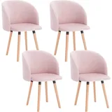Esszimmerstühle 4er Set, Küchenstühle Mit Armlehnen, Metallbeine, Küchenstuhl Wohnzimmerstuhl Polsterstuhl, Sitzfläche Aus Samt, Gestell Aus Massivholz, Rosa - Woltu