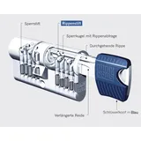 WINKHAUS Einbaudoppelzylinder key Tec RPE, Lagerprogramm, 28/48, Messing vernickelt matt