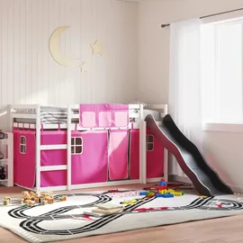 vidaXL Etagenbett mit Rutsche 90 x 200 cm Kiefer massiv rosa