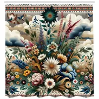 ABAKUHAUS Duschvorhang Blumiger Eukalyptus 175 x 200 cm mehrfarbig