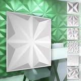 HEXIM 3D Wandpaneele, PVC Kunststoff weiß - Diamond Design Paneele 50x50cm Wandverkleidung (2QM HD017) Diamant Akustik Dekor Panels Tapete