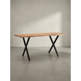 KADIMA DESIGN Schreibtisch XL Professional 180x90 Akazie Massiv Goldbraun-Schwarz Baumkante Büro Design Kreta Kollektion Kadima Design