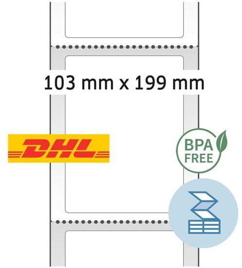 DHL Versandetiketten »Thermo eco 58506« im Faltstapel, 1.100 Stück weiß, Herma