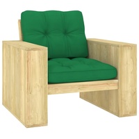 BESTE 2022© Outdoor-Stuhl Stilvollen mit robustem ,Gartenstuhl mit Grünen Kissen Imprägniertes Kiefernholz Relaxsessel Armlehnstuhl mit Premium ...