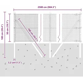 vidaXL Zaunpfosten 25 x 0,5 m Grün/Stahl
