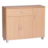 möbelando Sideboard Sideboard SETE Buche mit 1 Schublade & 3 Türen 90 x 75 x 30 cm, Desig, 30 x 75 x 90 cm (B/H/L) braun